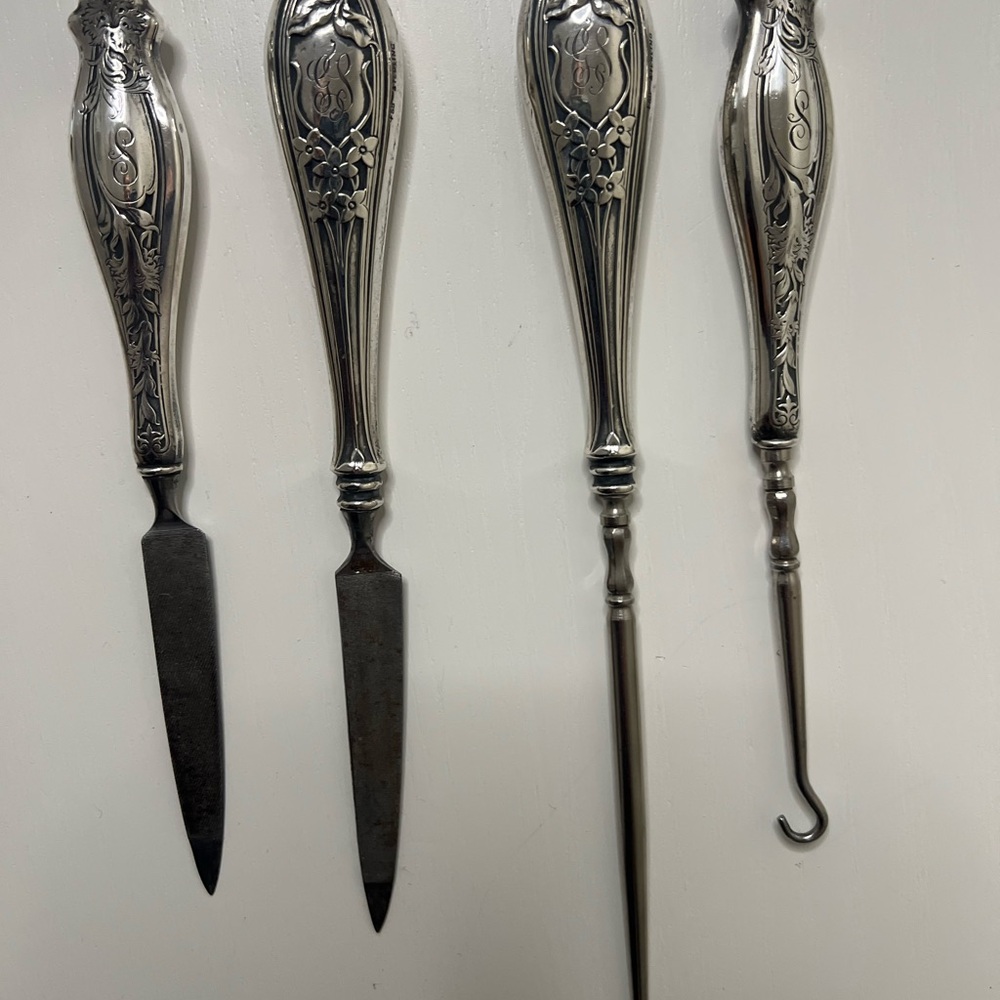 Tiffany co Vintage silver 4 pcs nail button hook and nail file